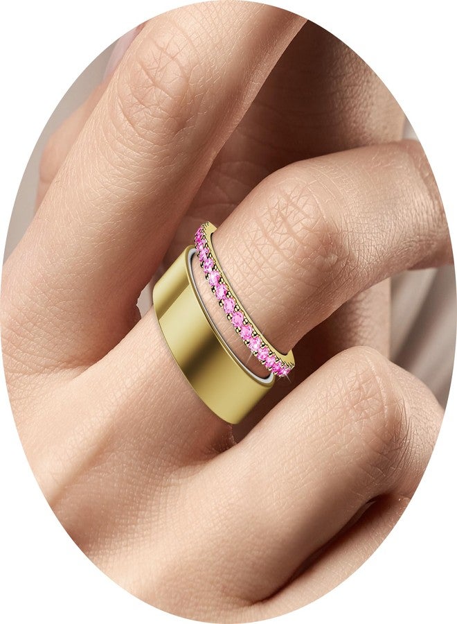 Hexasider 14K Gold Plated Ring Stack for Oura Ring Gen 4/4 Ceramic/Gen 3, Cubic Zirconia Simulated Diamond Oura Stackable Rings for Women - Image 2